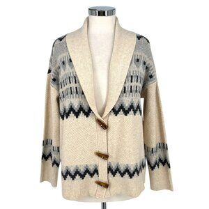 Frye Oatmeal Heather Combo Shawl Collar Western Cardigan Sweater Size Medium NWT